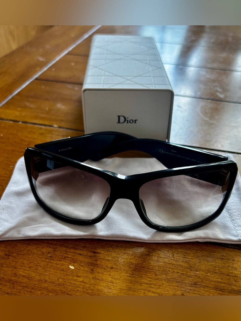 Dior Black Frame Sunglasses with Gradient Gray Lenses - Picture 10 of 10